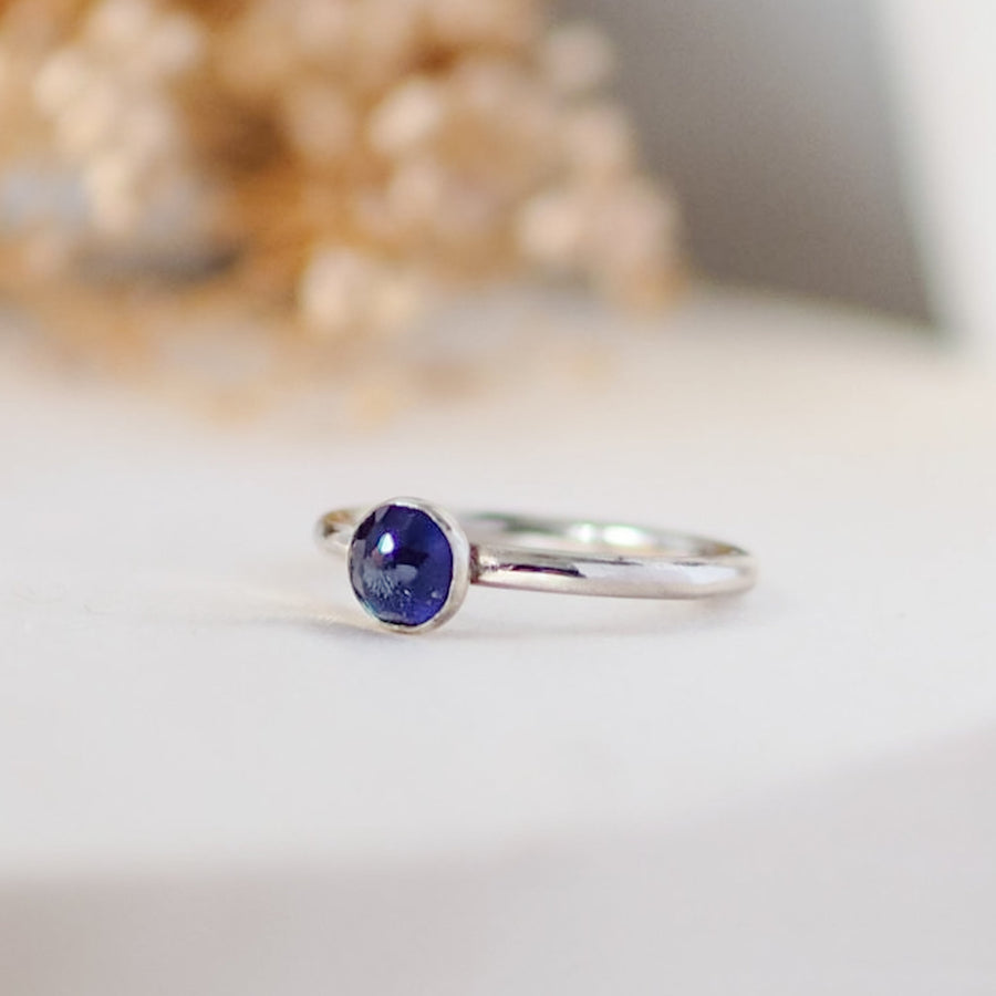 Iolite Rosecut Sterling Silver Stacking Ring Lunar Moth Jewellery