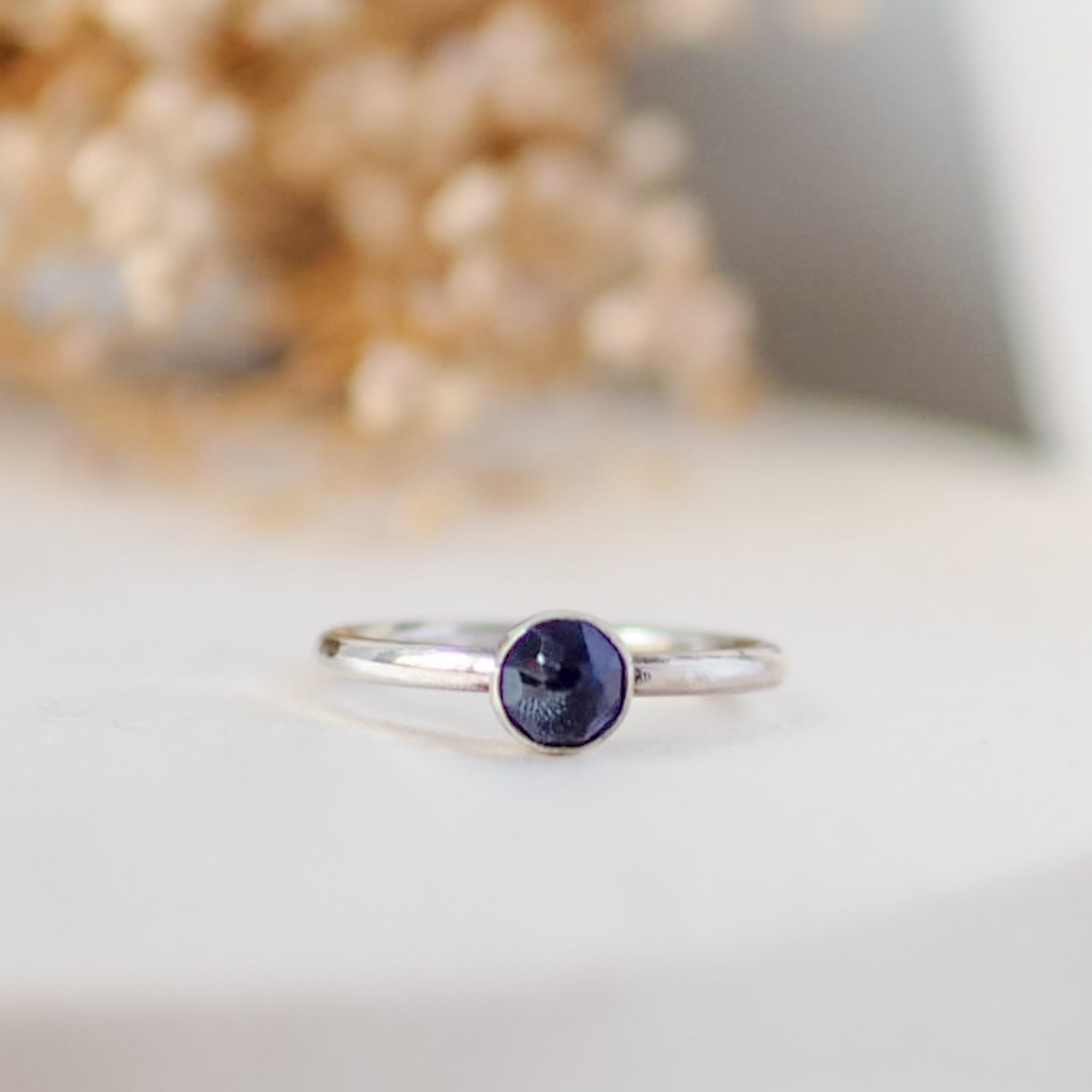 Iolite Rosecut Sterling Silver Stacking Ring Lunar Moth Jewellery