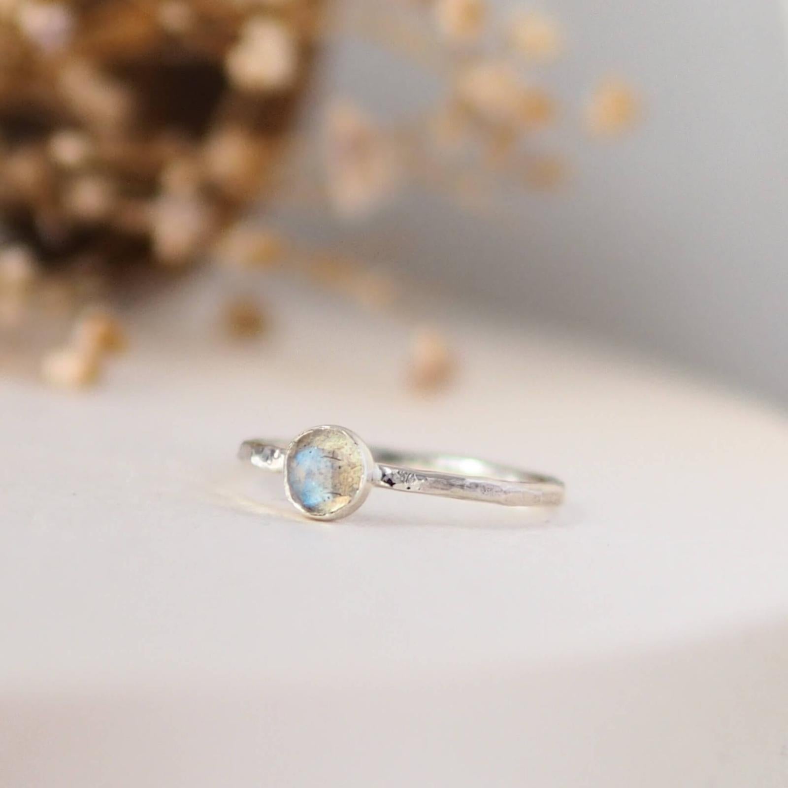 Labradorite Stacking Ring Labradorite Ring Sterling Silver Stacking Ring – Lunar Moth Jewellery