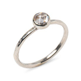 Labrodorite Sterling Silver Hammered Stacking Ring show on its side with a White background 