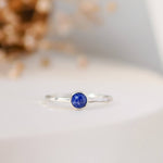 Lapis Rosecut Hammered Sterling Silver Stacking Ring Lunar Moth Jewellery