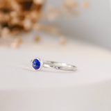 Lapis Rosecut Hammered Sterling Silver Stacking Ring Lunar Moth Jewellery