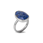 Lapis Gemstone Statement Sterling Silver Ring on white background