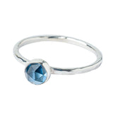 London Blue Topaz Sterling Silver Hammered Textured Ring shown on a white background  