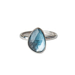 London Blue Topaz Gemstone Sterling Silver Statement Ring on White Background