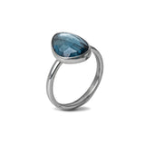 Sterling Silver Statement Ring London Blue Topaz Gemstone on White Background