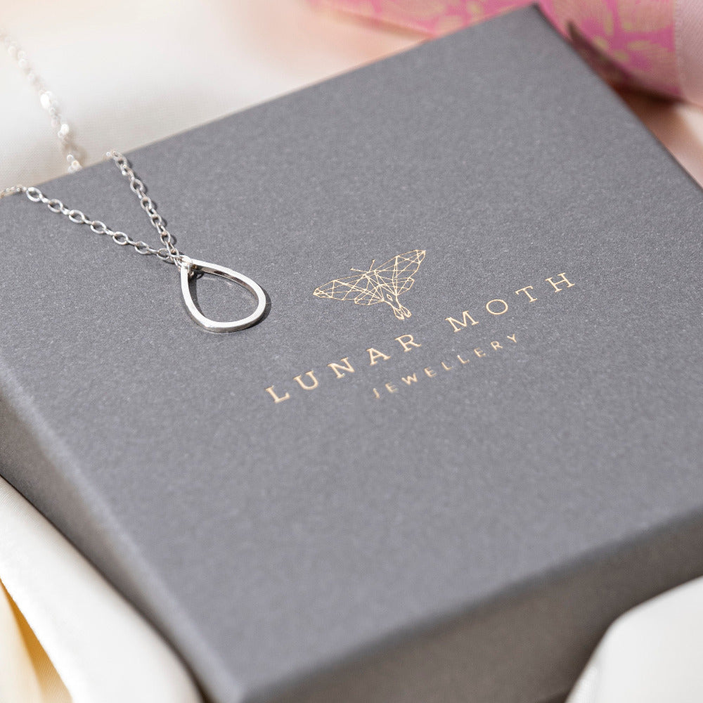 Pear Sterling Silver Necklace on Packaging 