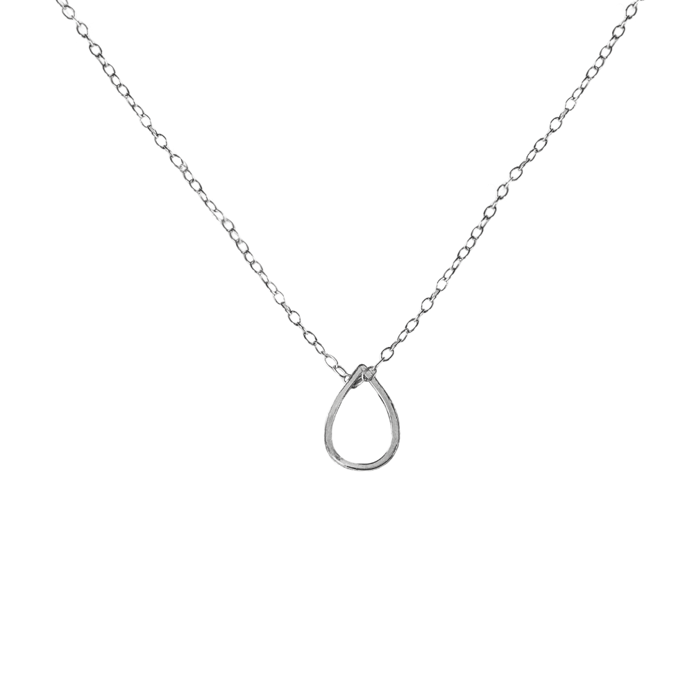 Pear Sterling Silver Necklace on White Background 