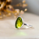 Peridot Rosecut Statement Handmade Sterling Silver Ring