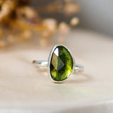 Peridot Rosecut Statement Handmade Sterling Silver Ring
