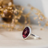 Pink Tourmaline Rosecut Sterling Silver Statement Ring Lunar Moth Jewellery