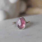 Pink Tourmaline Rosecut Sterling Silver Statement Ring Lunar Moth Jewellery