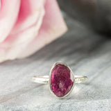 Pink Tourmaline Rosecut Sterling Silver Statement Ring Lunar Moth Jewellery