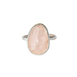Morganite Gemstone Sterliong Silver Ring show on a whoite background 