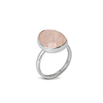 Morganite Gemstone Sterling Silver Ring show on an angled tilt with a white background 