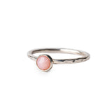 Pink Opal Rosecut Gemstone set on a Hammered textured Sterling Silver Ring