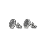 Round Hammered Sterling Silver Earrings 