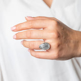 Rutilated Black Quartz Statement Ring — Sterling Silver | Handmade in UK