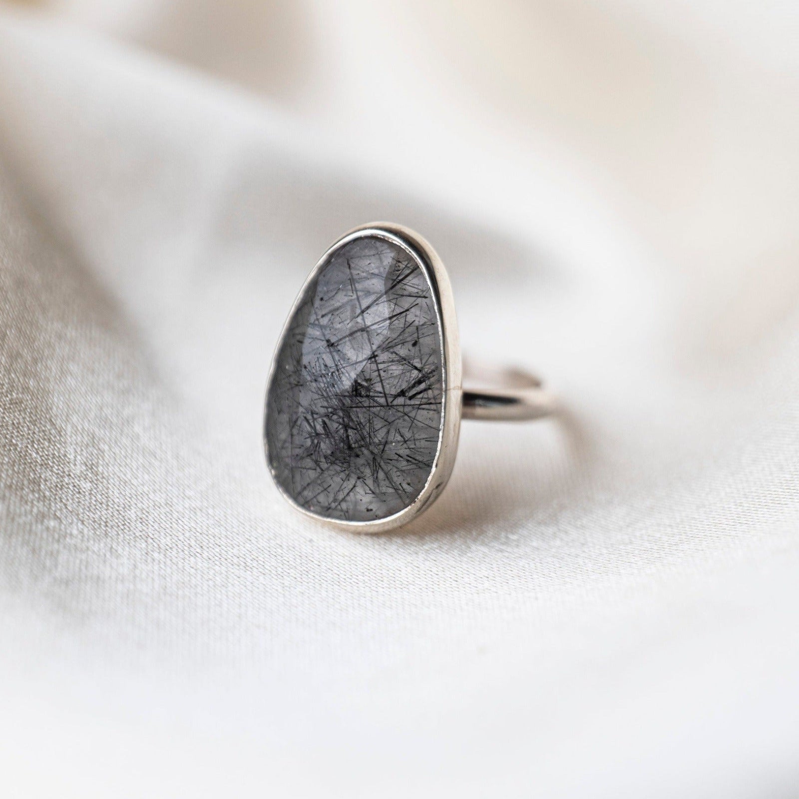 Silver ring with black on sale stone jewellery