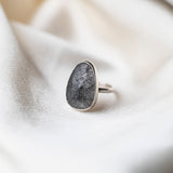 Rutilated Black Quartz Statement Ring — Sterling Silver | Handmade in UK