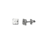 Square Hammered Earrings on White Background 