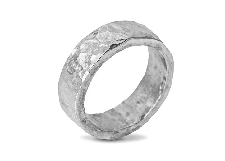 Hammered Sterling Silver Ring - 6mm Lunar Moth Jewellery