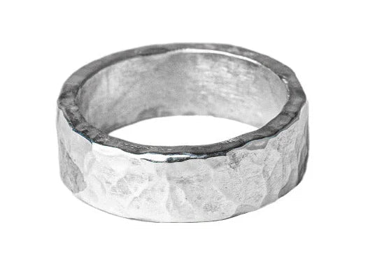 Hammered Sterling Silver Ring - 6mm Lunar Moth Jewellery