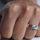 Hammered Sterling Silver Ring - 6mm Lunar Moth Jewellery