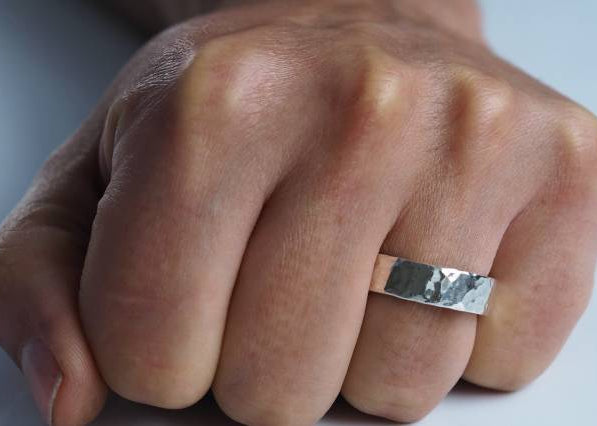 Hammered Sterling Silver Ring - 6mm Lunar Moth Jewellery