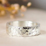 Hammered Sterling Silver Ring - 6mm Lunar Moth Jewellery