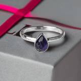Anniversary Gift: Amethyst Rosecut Pear Ring | Symbol of Calm & Love
