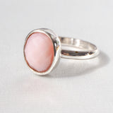 Pink Opal Rosecut Sterling Silver Statement Ring