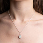 Sterling Silver Moonstone Pendent Necklace, worn on a model