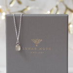 Moonstone Pendent Sterling Silver Necklace on a Lunar Moth Jewellery Box