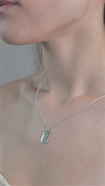 Sterling Silver Tag Pendent Necklace worn by model.