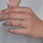 Peridot Gemstone Sterling Silver Pear shaped Ring worn on models hand movie
