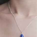 Lapis Gemstone Pendent Sterling Silver Necklace worn on model, video.