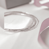 Russian Sterling Silver Hammered Bangle Set 